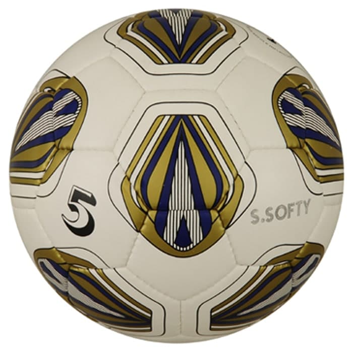 Custom White Gold Navy Number 5 Hand-Stitched Soccer Ball
