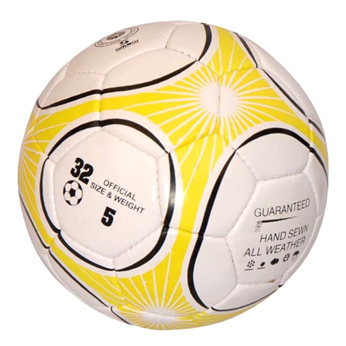 Custom White Yellow Hand-Stitched Soccer Ball