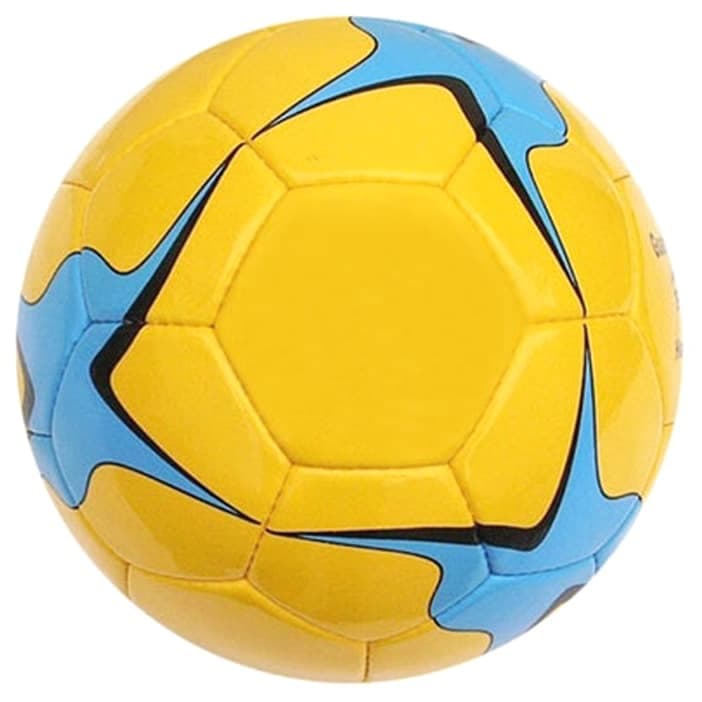 Custom Yellow Blue Machine-Stitched Soccer Ball