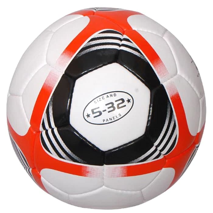 Custom White Red Black Machine-Stitched Soccer Ball