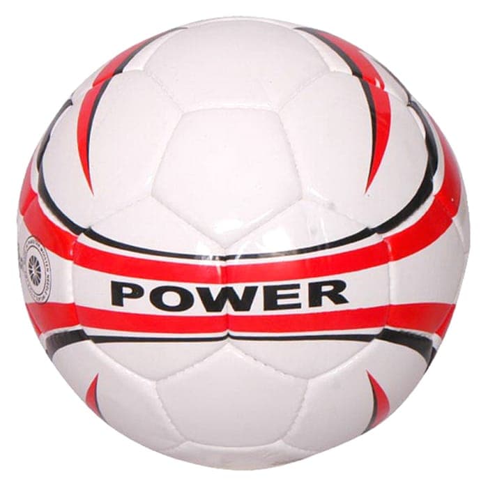 Custom White Red Power Machine-Stitched Soccer Ball