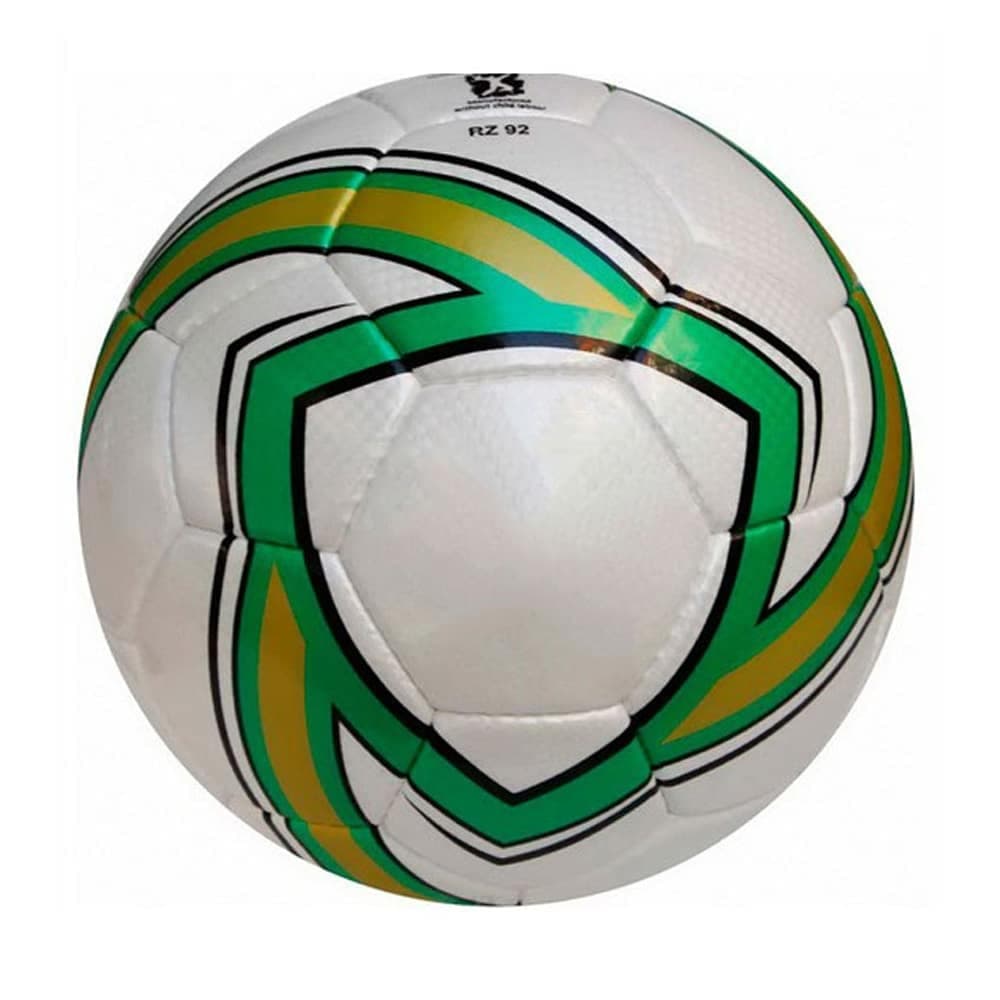 Custom White Green Stripe Machine-Stitched Soccer Ball