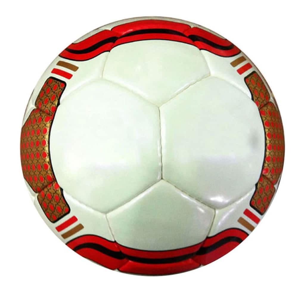 Custom White Red Pattern Machine-Stitched Soccer Ball