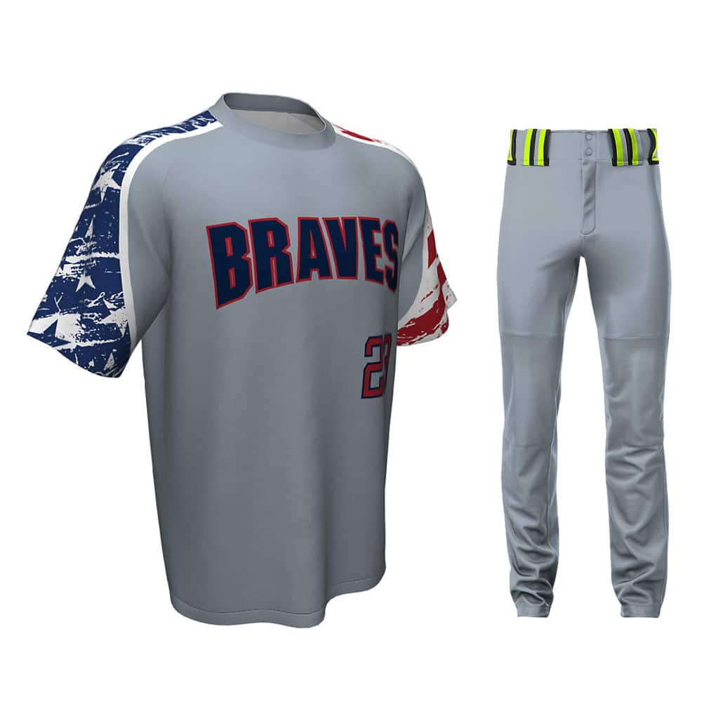 Gray Red Blue Wordmark Baseball Uniform