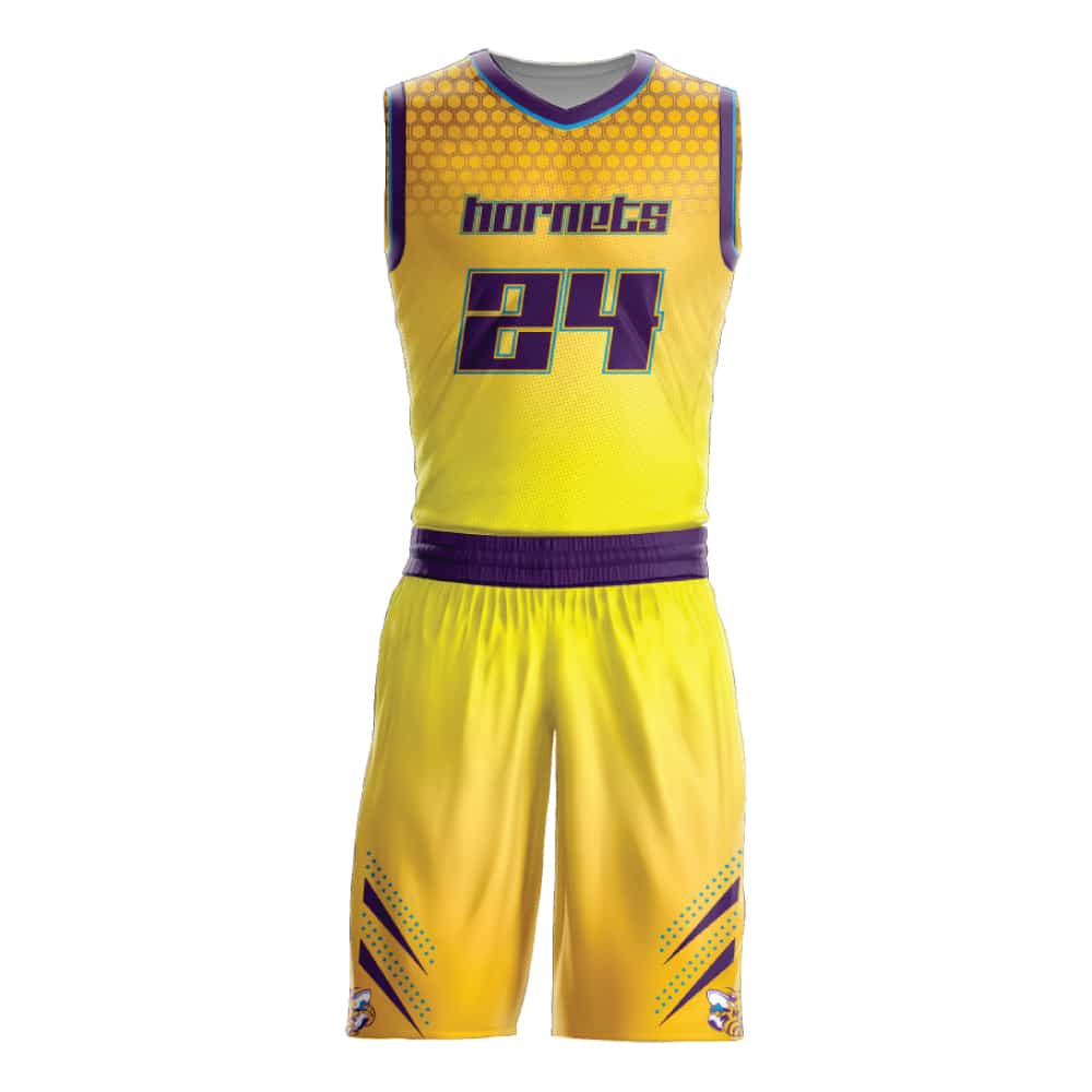 Yellow Honeycomb Basketball Uniform