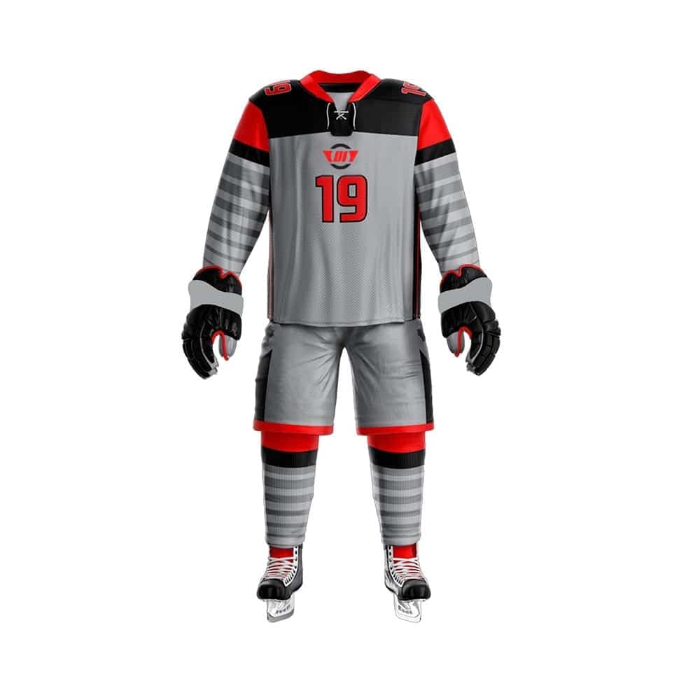 Gray Red Hockey Uniform