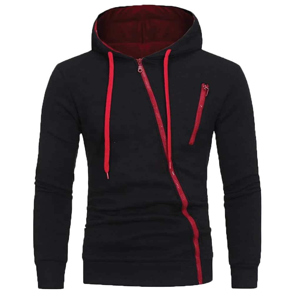 Black Red Zip Hoodie