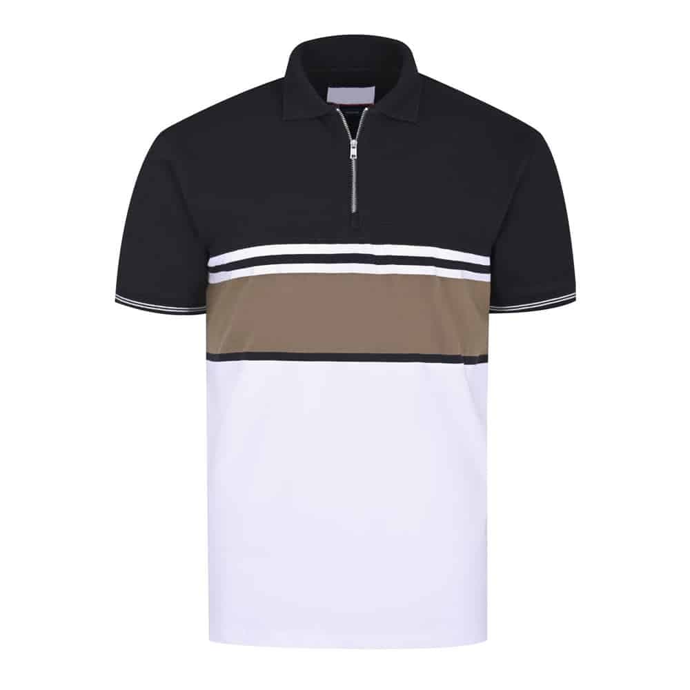 Black White Striped Polo
