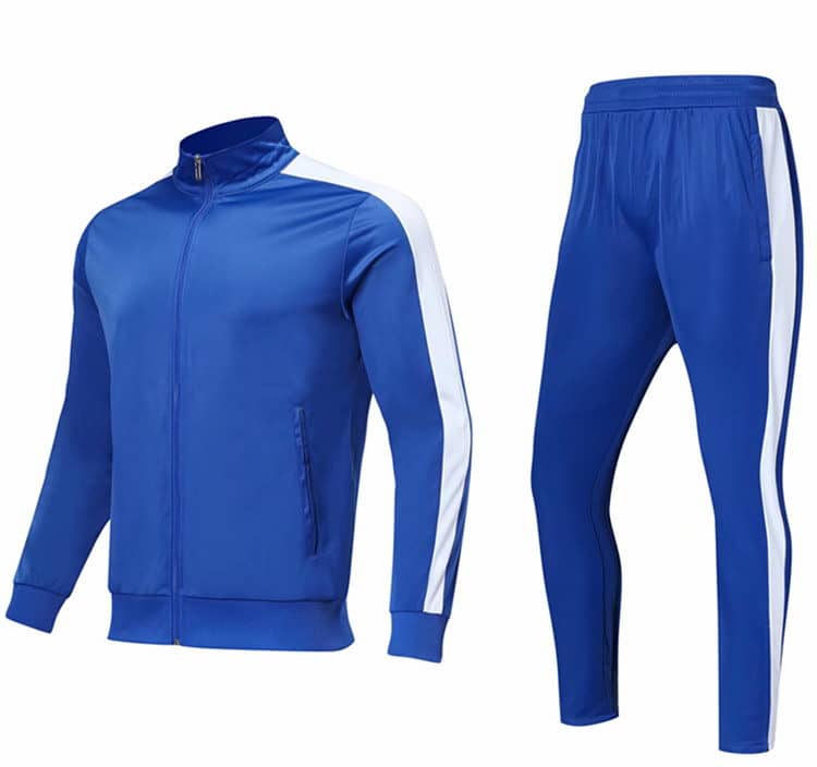 Blue Tracksuit with White Stripes